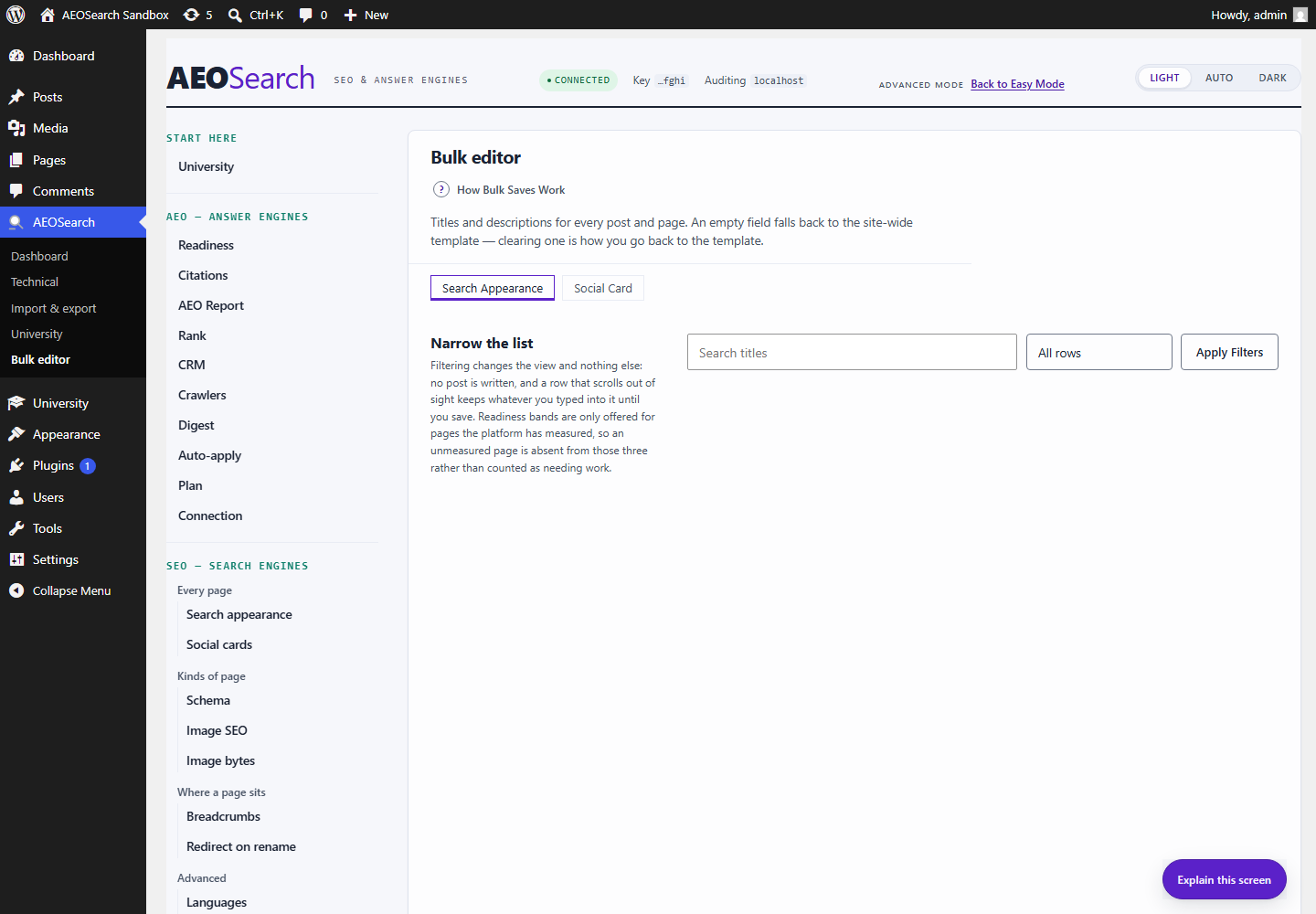 Bulk editor: every title and description on one screen