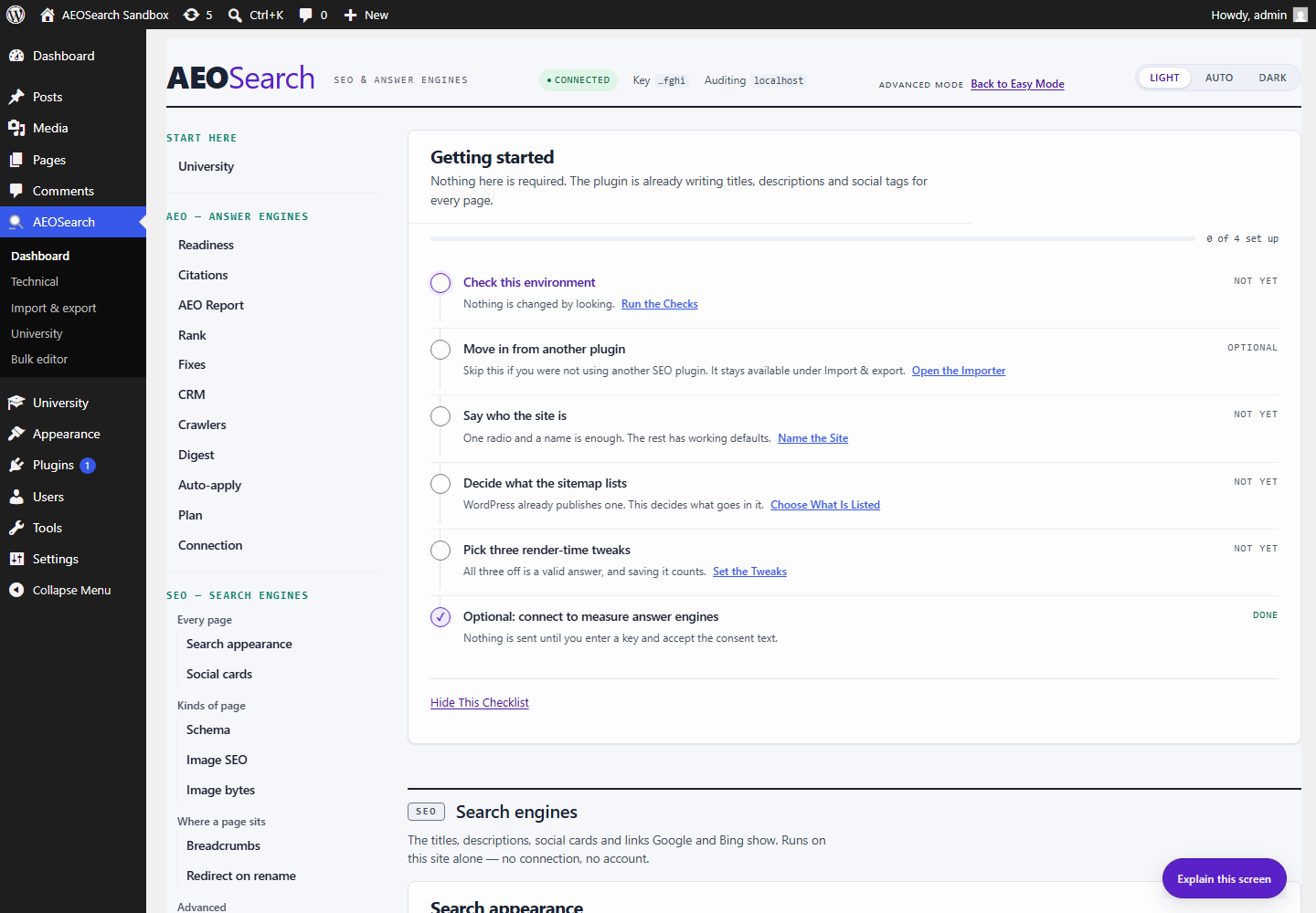 Search appearance settings